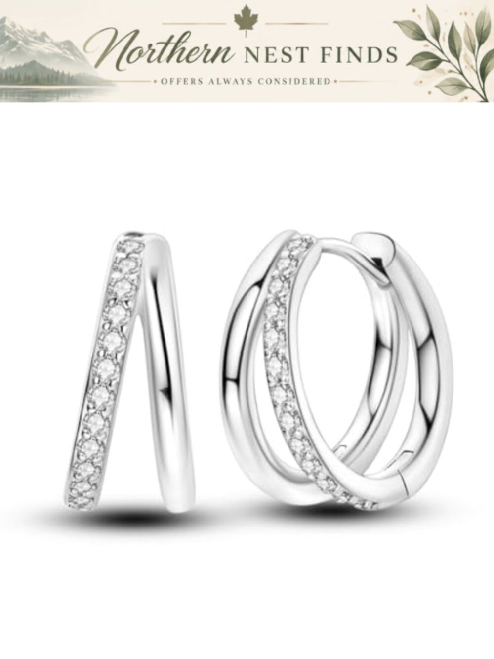 S925 Sterling Silver Hoop Earrings with 5A Cubic Zirconia Butterfly Star Moon